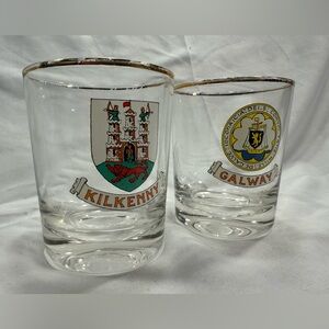 Set Of Two Souvenir Irish Whiskey Glasses